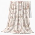 thumbnail image 2 of Garden Rabbits Framed By Floral Wreaths And Bows, Soft Flannel Blanket with Vintage Pastoral Illustration Print, Housewarming Gift and Home Decor for Bedroom and Living Room, 2 of 7