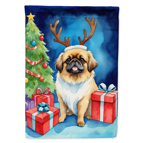 Pekingese Christmas Reindeer Garden Flag