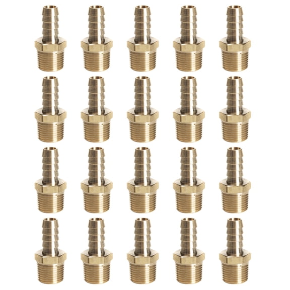 LTWFITTING Brass Barb Fitting Coupler/Connector 3/8-Inch Hose ID x 3/8-Inch Male NPT Fuel(Pack of 20)