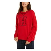 TOMMY HILFIGER Womens Red Long Sleeve Crew Neck Sweater XL