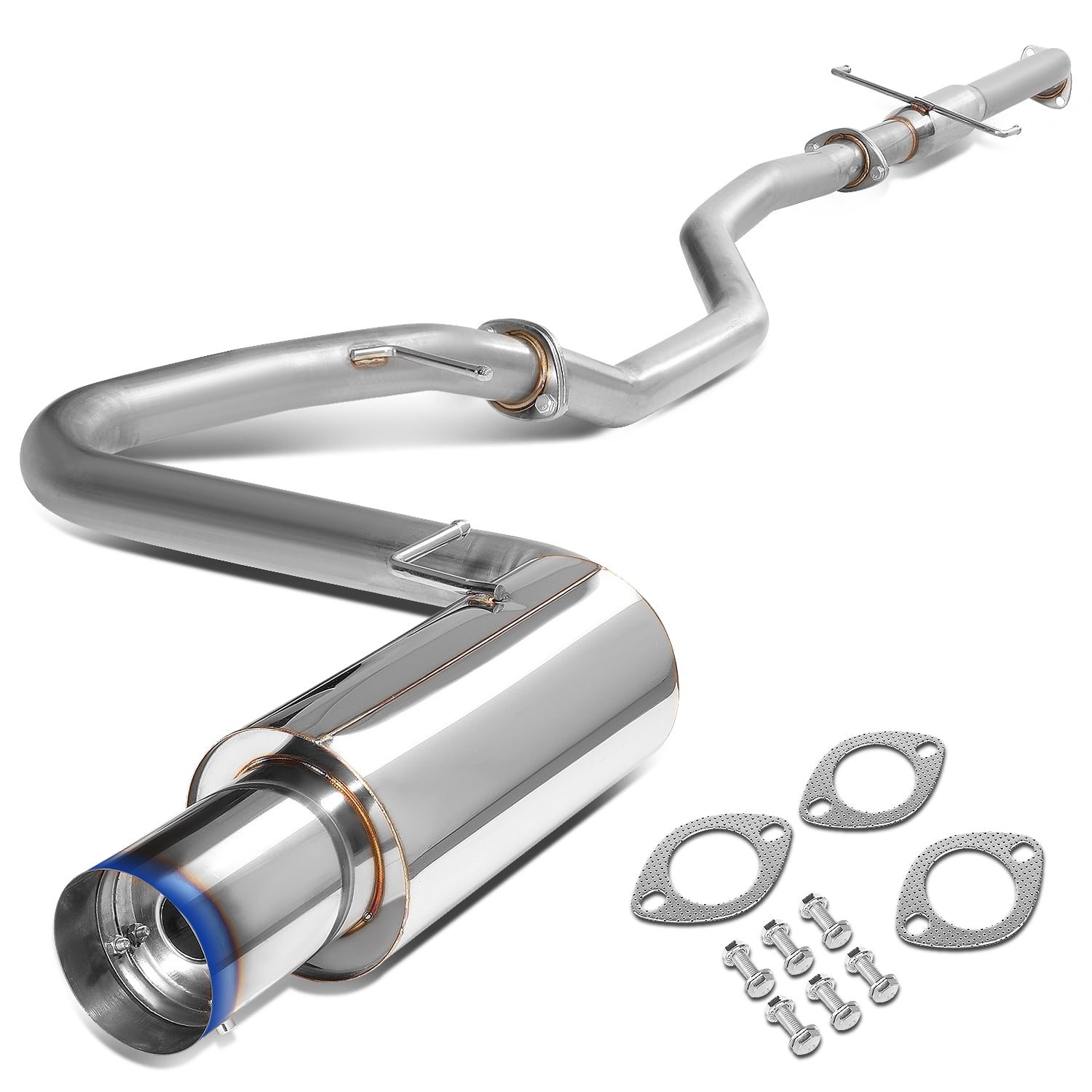 DNA Motoring CBE-HC88-NRT CBEHC88NRT Stainless Steel Catback Exhaust System 