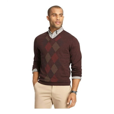 Van Heusen Mens Feeder-Stripe Diamond V Neck Pullover Sweater, Red, XLT ...