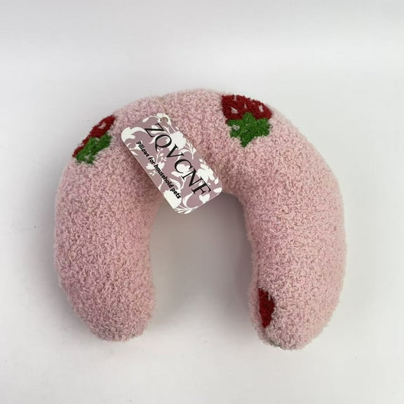 ZQVCNF  Pillows for household pets,Cat Pillow for Indoor Pet Cat Dog Calming Pillow Soft Fluffy Cat Bed Pillow Dog Neck Pillow Pet Toy Half Donut Anxiety Relief Pet Pillow (Pink, Strawberry)