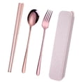 thumbnail image 1 of Set de Cubiertos en Acero Inoxidable con Palillos Cucharas y Tenedores Opciones de Color Palillos cuadrados 3 piezas de oro rosa, 1 of 7