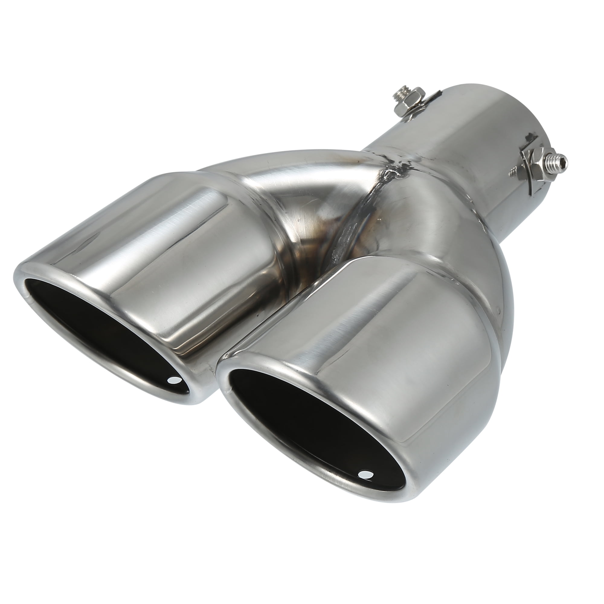 Double Embout Échappement 54 Mm Intérieur – Acier Inoxydable Universel Chromé, Look Sportif Pour Voiture