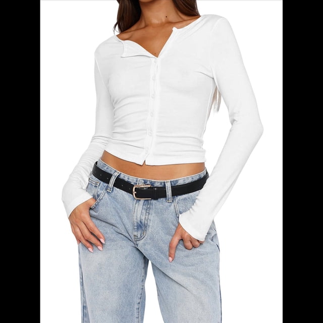Suéter Corto de Punto con Botones y Larga Y2K para Mujer, Abierto Al Frente, Cárdigan de Punto, Cuello en V, Otoño S