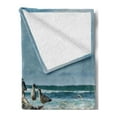 thumbnail image 2 of Driftwood Soft Flannel Fleece Throw Blanket, Raft of Driftwood on the Shoreline with Seagulls Wavy Seand the Sky Digital Image, Cozy Plush for Indoor and Outdoor Use, 50" x 70", Blue, by Ambesonne, 2 of 5