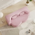 thumbnail image 4 of 78" Modern Convertible Sofa Bed with 2 Pillows, Teddy Sleeper Couch Bed, 15" Full Size Folding Mattress, Ideal for Living Room, Guest Bed, Playroom, Pink, 4 of 7
