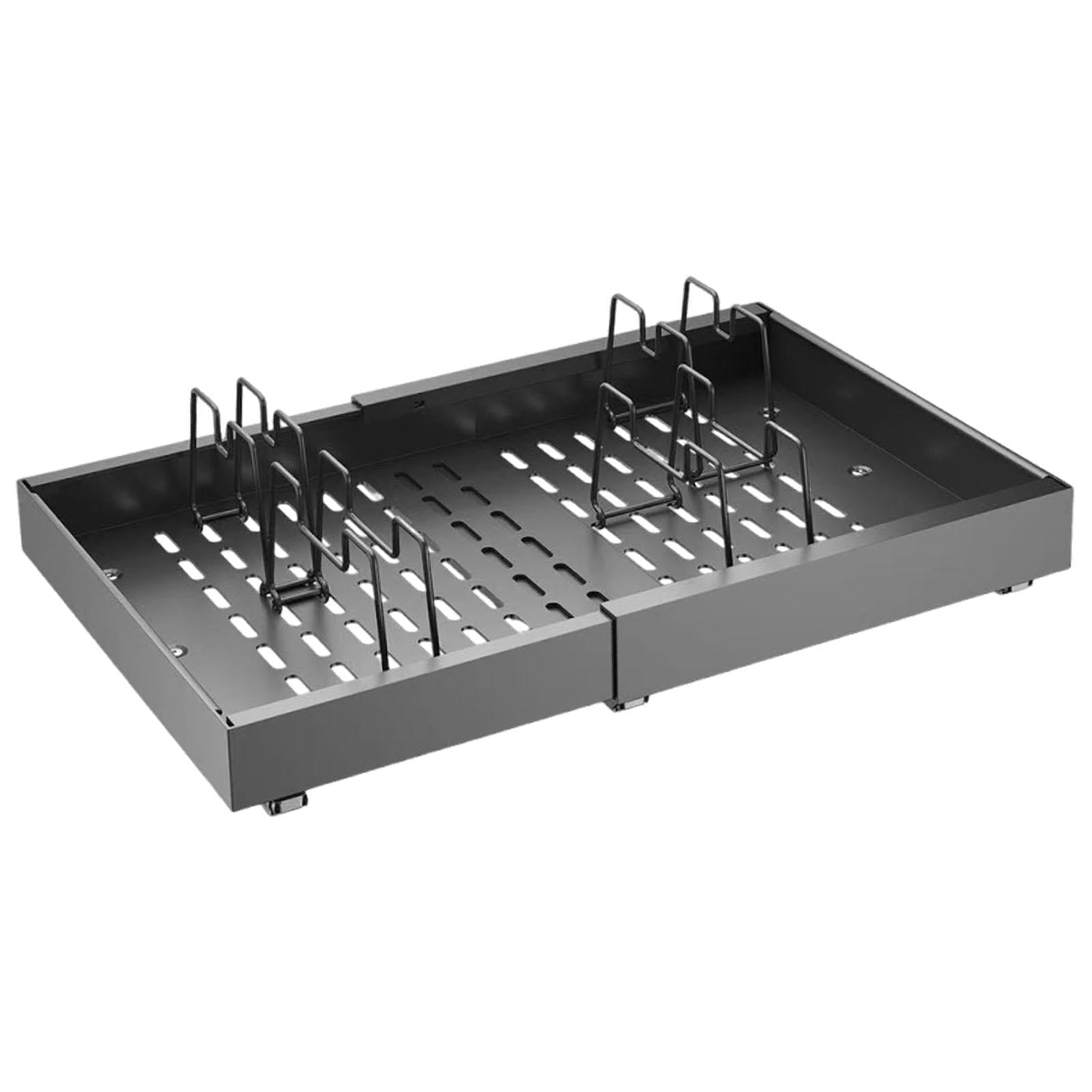 Fiocias Pull Out Cabinet Organizer Utensil Spice Storage Shelf Carbon Steel under Sink Drawer Storage Rack for Pantry Closet Office Black