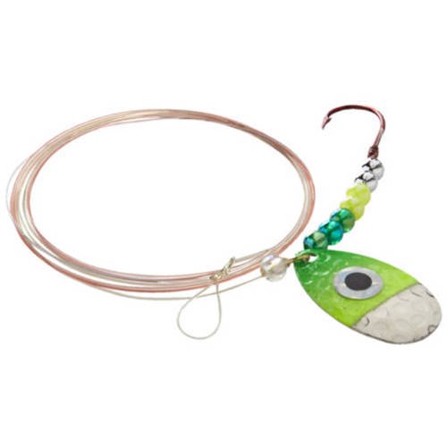 JB Lures Hot Flash Spinner Rig 4, Hammered NickelChart.Green
