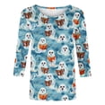 thumbnail image 5 of VKOYWKM Funny Thanksgiving Shirts for Women 3/4 Length Sleeve Womens Tops Halloween Pumpkin Graphic T Shirt Fall Crew Neck Thanksgiving Gift Top, 5 of 5