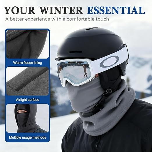 Outdoor Winter Warm Hat Neckband Integrated Cycling Mask, Winter Balaclava Ski Mask, Windproof Fleece Face Cover(1pc*Dark Gray,kkl)