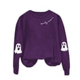 thumbnail image 4 of NMMUED Halloween Sweatshirt Women, Y2k Long Sleeve Top, Ghost Halloween Sweatshirt, Workout Clothes for Women, Ghost Halloween Shirt, Womens Shirts Casual, Purple L, 4 of 7