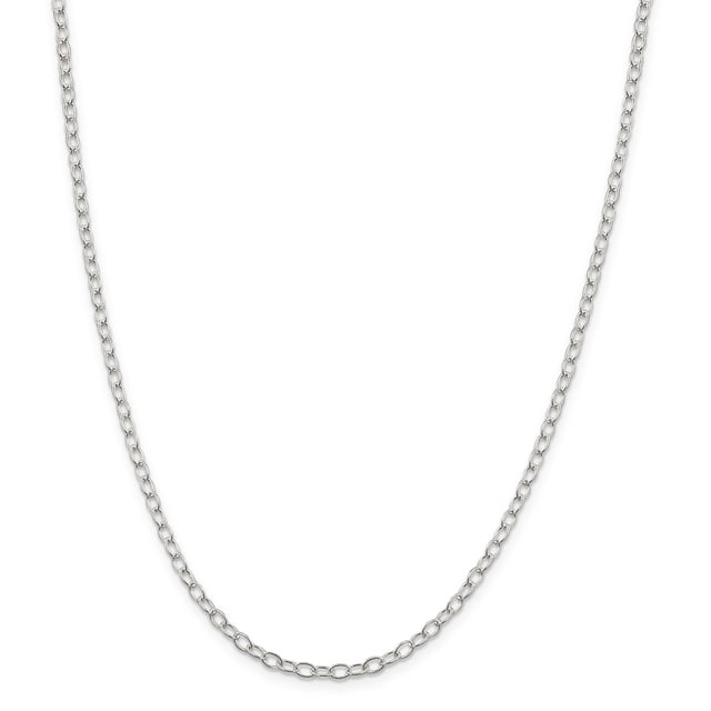 925 Sterling Silver 3.4mm Oval Cable Chain Necklace Pendant Charm