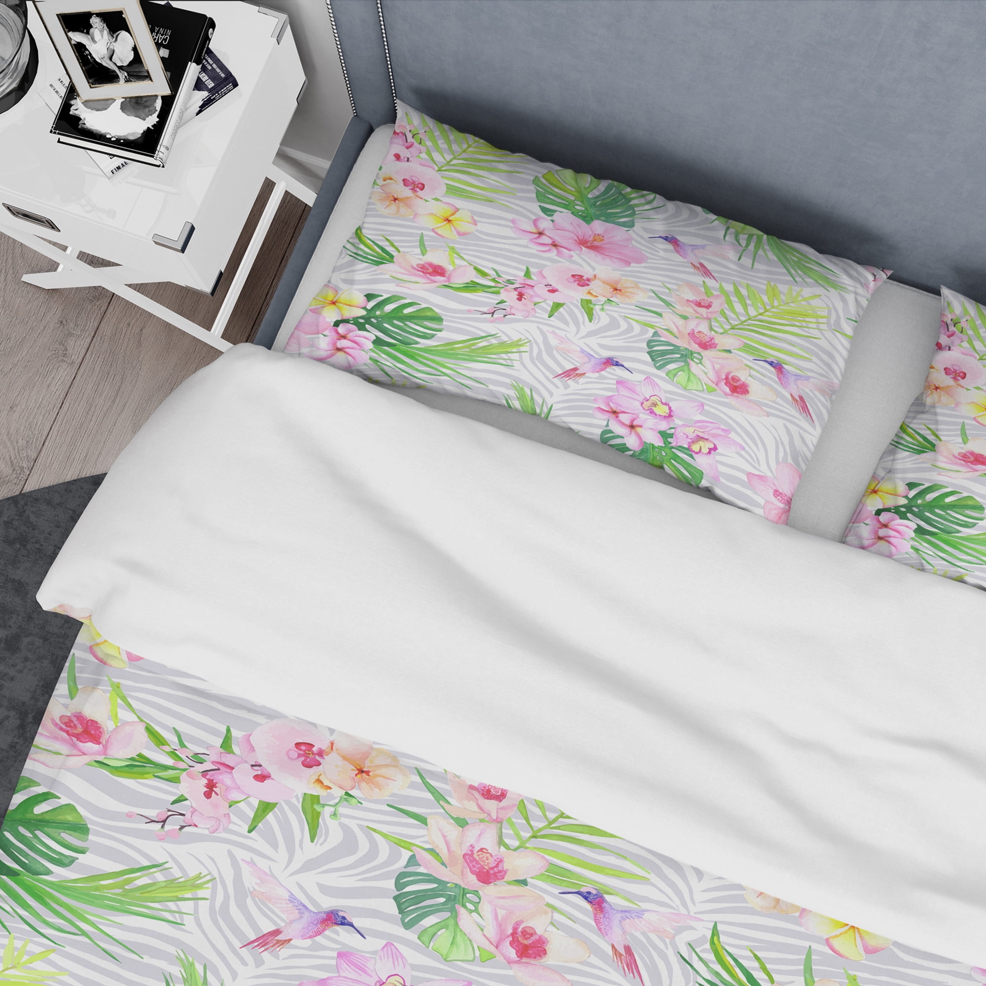 Designart 'Tropical Botanicals And Flowers VI' Mid-Century Modern Duvet Cover Set