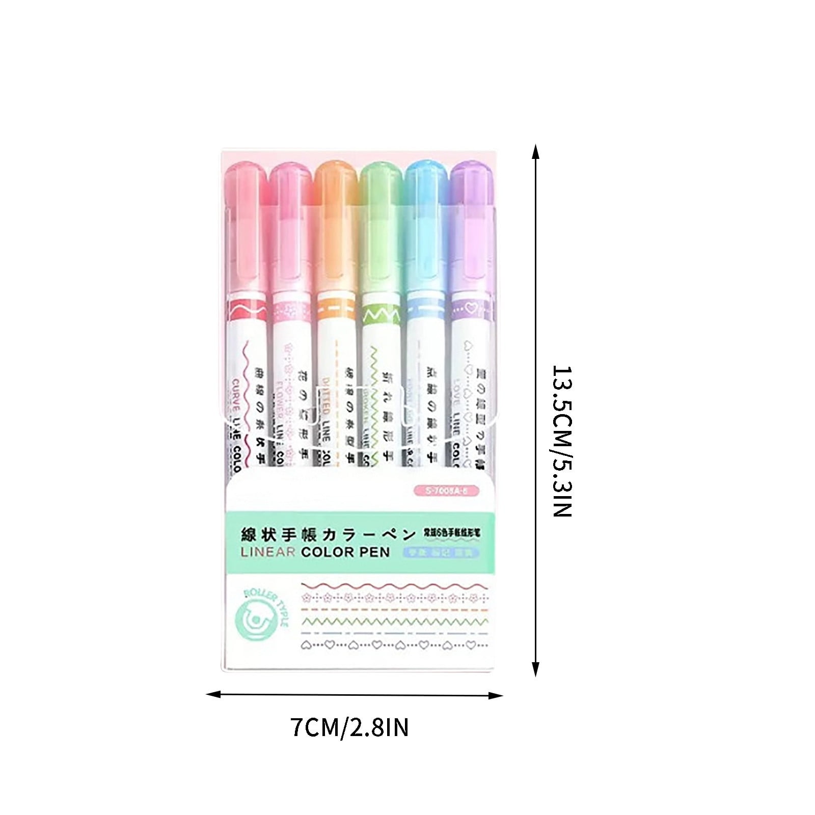 Highlighter Pen Set Border Pen 6 Colours Highlighter Set With Different Shapes Highlighters Markers Coloured Pens 5Ml