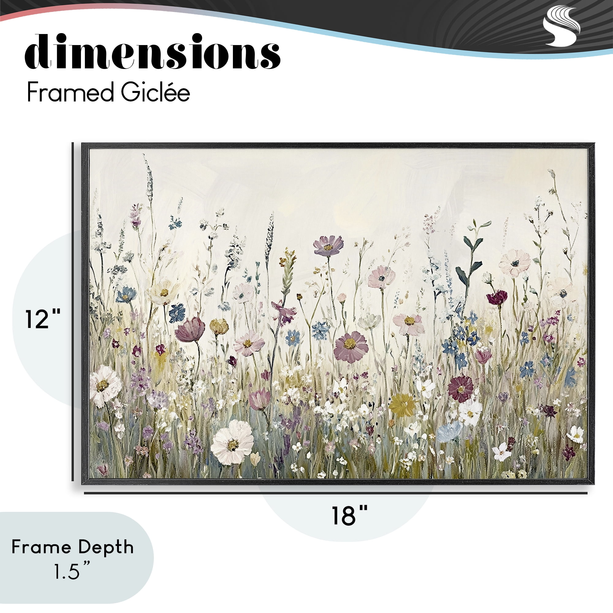 Stupell Industries Spring Blooms Pastoral Meadow Black Framed Giclee Art, design by Kim Allen