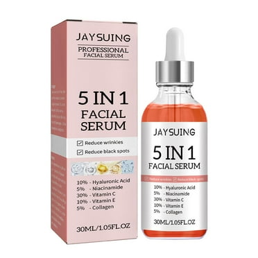 5 In1 Facial Serum, Moisturizing Anti Aging Face Serum with Vitamin C, Vitamin E and Hyaluronic Acid, Brightening Serum for Dark Spots Fine Lines and Wrinkles, 30 Ml/1.05 Fl Oz H6G6
