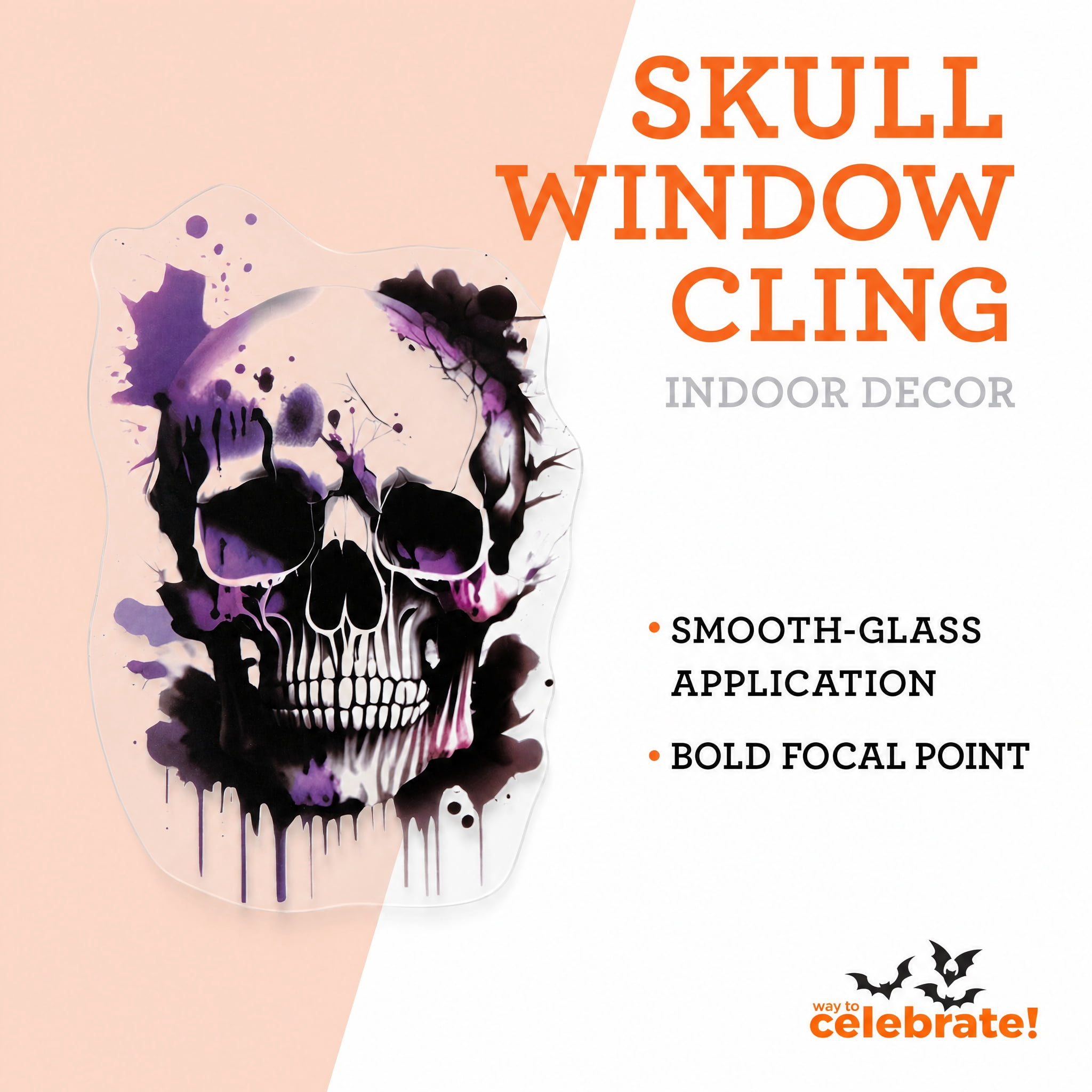 Skull Window Cling, Multicolor, 11.75" x 17", Halloween by Way To Celebrate