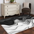 thumbnail image 3 of 3'x5' Area Rugs, Black Grey Ombre Indoor Outdoor Area Rug for Living Room Bedroom, Abstract Modern Geometric Moire Art Washable Bathroom Rugs Kitchen Floor Carpet Mats Home Decor Aesthetic, 3 of 8