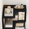 thumbnail image 3 of Hiphuta 77"Tall L-Shaped Corner Bookshelf with Drawers and Side Storage, Modern Wood Bookcase with 4-Tier Display Shelves Storage Cabinet for Living Room Home Office , Black, 3 of 8