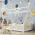 thumbnail image 4 of Duxelifin Twin Size Tent Beds with Hanging Rack,Teepee Floor Bed for Kids, Detachable Montessori Floor Bed with Slats and Fence Rails, Wood House Bedframe for Boys Girls, White, 4 of 7