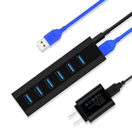 KOOTION USB 3.0 Hub, 6-Ports High Speed USB 3.0 Data Hub Up to 5Gbps for Laptop, PC, Mac, HDD Hard Drive, (Best Program To Speed Up Mac)