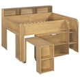thumbnail image 4 of Harper & Bright Designs Full Size Low Loft Bed with Desk & Storage, Solid Wood Loft Bed with Portable Desk, Storage Bookshelves & LED Lights for Boys Girls, Walnut, 4 of 13