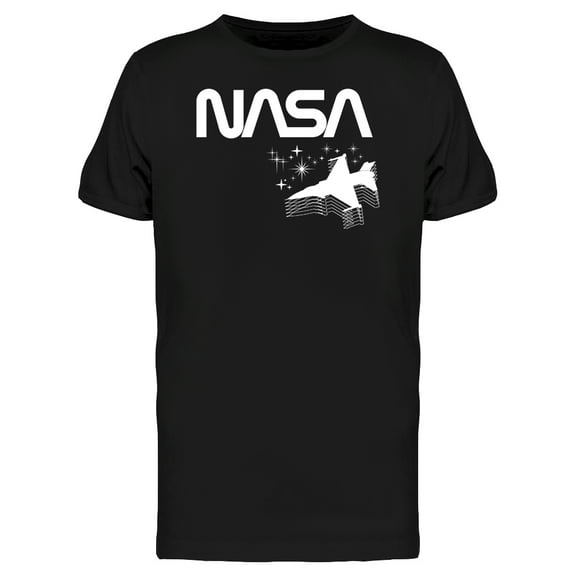 NASA NASA Space White Rocket Sketch Graphic Men Black T-Shirt, Male Medium