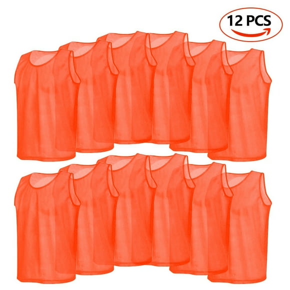 Football Vest,12 Pack Mesh Scrimmage Training Vests Soccer Breathable Adults Jerseys World-Class Design