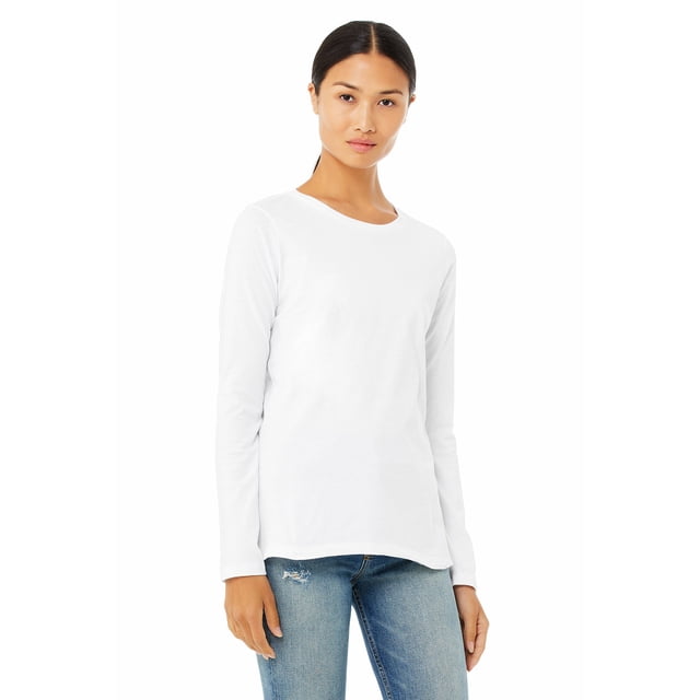 BELLA+CANVAS T-Shirt Jersey à Manches Longues pour Femmes, m, Blanc