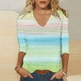 thumbnail image 2 of Jsaierl Women's 3/4 Sleeve Tops Summer V Neck Shirts Fashion Print Petite Blouses Work Holiday Tunic Top S-4XL, 2 of 6