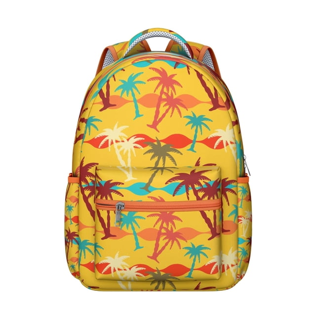 Boho Tropical Backpack Hawaiian Print Jungle Floral School Bag Vibrant Exotic Summer Backpack for Students