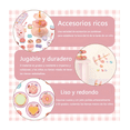 thumbnail image 3 of Set Juguete De Postre Niña Tarde De Té Comidita Estuche Malubero Rosa, 3 of 5