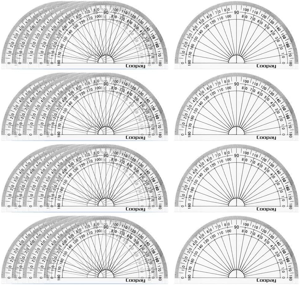 Coopay 24 Pack Plastic Protractors Clear Protractor Student Math