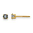thumbnail image 1 of Boucles d'Oreilles Clous en Or Jaune 14k Pierre de Naissance Alexandrite Simulée 3 mm Juin Juin, 1 of 7
