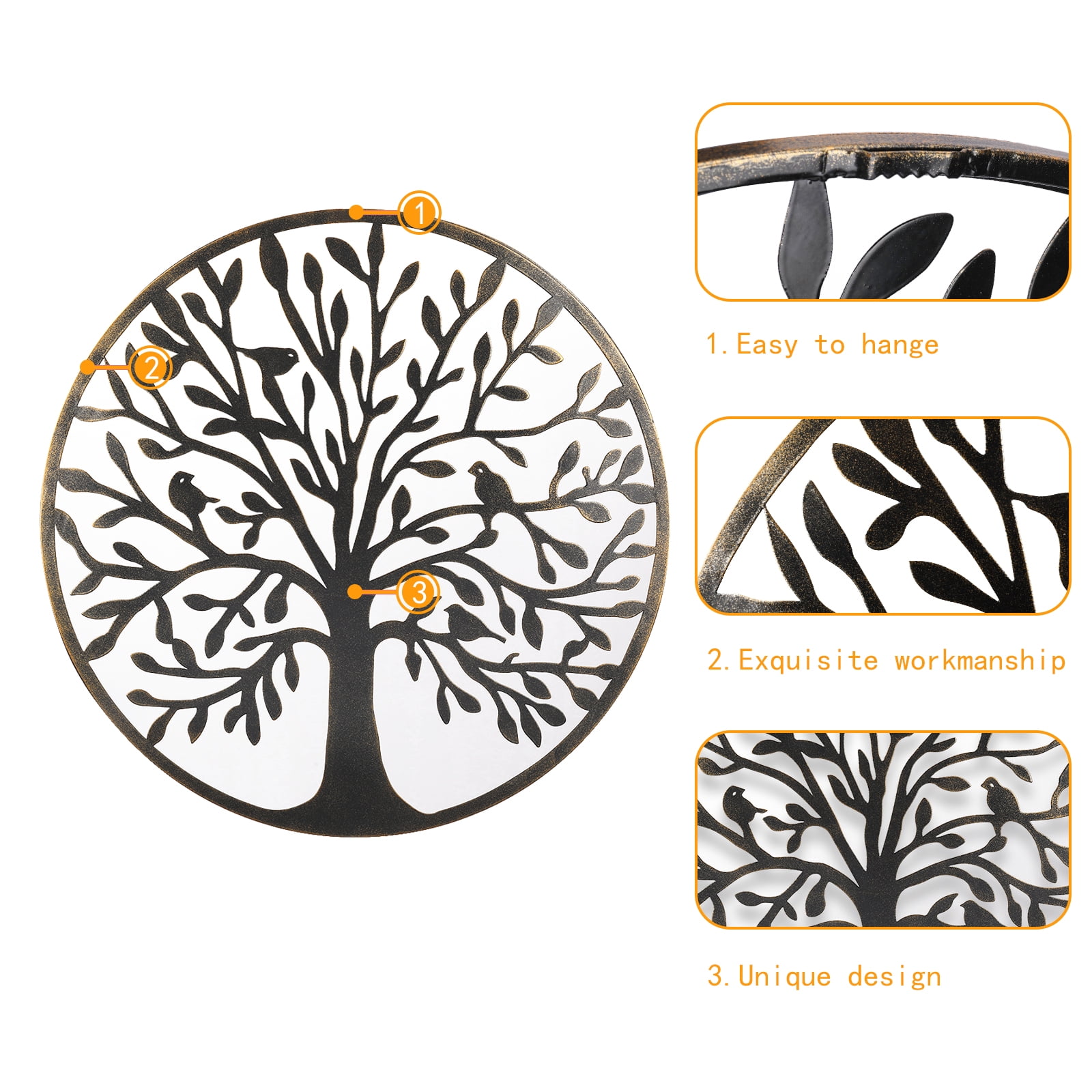 Metal Wall Art - Tree of Life - Family Tree Metal Wall Decor Home Office Decoration Bedroom Living Room Décor