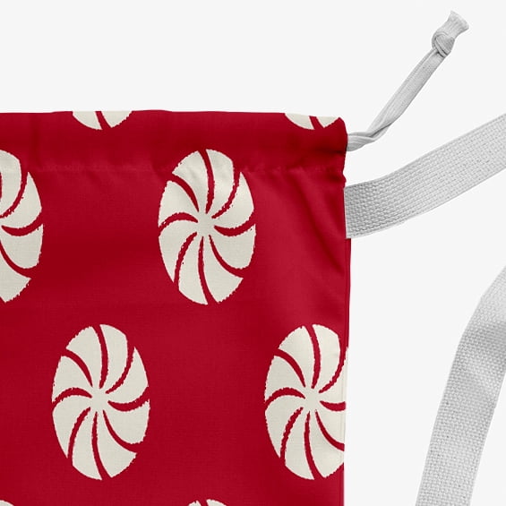 Simply Daisy Whirl of The Season Geometric 28 x 36 in Red Laundry Bag