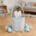 thumbnail image 4 of Easter Bunny Bag for Kids - Canvas Bunny Ears Gift Basket with Handles for Easter Egg Hunts, Candy, Toys, and Holiday Party Favors, Festive Spring Decorations, 4 of 5