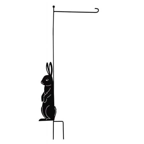 Evergreen Bunny Laser Cut Garden Flag Stand, 43'' x 21.25'' x 0.5'' inches