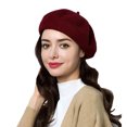 thumbnail image 1 of Women Solid Wool Beret French Artist Warm Beanie Hat Elegant Solid Beret Hat, 1 of 6