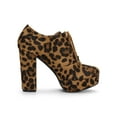 thumbnail image 3 of BLISSFUL STEP Women's Platform Block Heel Lace Up Booties Leopard 7, 3 of 8