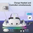 thumbnail image 2 of Charging Dock for Oculus Meta Quest 3s / 3 / 2 with RGB Light, Magnetic Charger Station for Headset & Controllers - VR Accessories Stand with 2 Rechargeable Battery & 20W UL AC Adapter, 2 of 7
