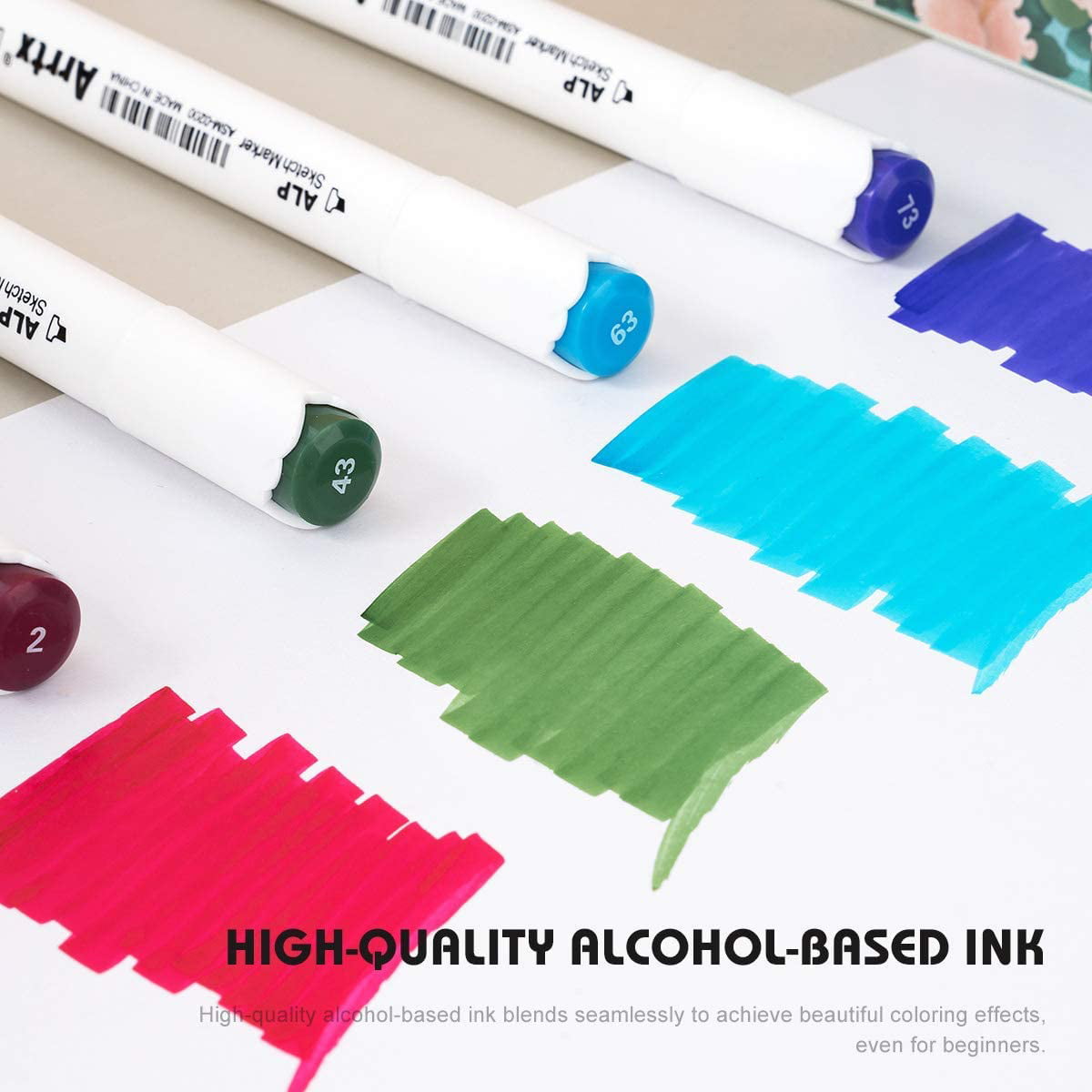 Arrtx Alcohol Markers ALP 80 Colors,Dual Tips Permanent Drawing
