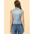 thumbnail image 4 of INSPIRE CHIC Gilet Veste Sans Manches en Denim Délavé à Boutons pour Femme avec Poches TP Bleu Ciel, 4 of 6