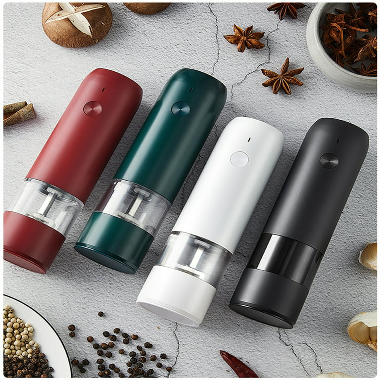 Electric Salt and Pepper Grinder Set,USB Rechargeable Salt and Pepper Mill  with 5 Adjustable Coarseness Refillable, Stainless Steel One Hand Automatic
