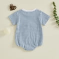 thumbnail image 4 of UngA Baby Boy Golf Outfit Embroidery Short Sleeve Bubble Romper Onesie Cute Infant Newborn Summer Clothes (Blue,12-18 Months), 4 of 6