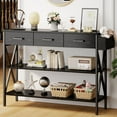 thumbnail image 4 of Aiho 47 "L Console Table  with Drawers, Entryway Table with Storage Shelves, Sofa Table for Living Room, Entryway  - Black, 4 of 10