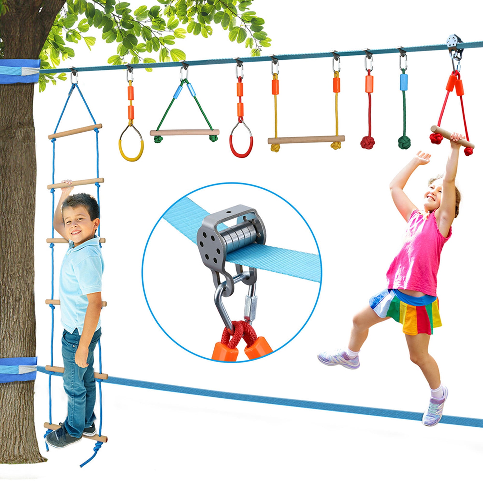 MONT PLEASANT Ninja Wheel Obstacle for Kids 10.6 inch Jungle Gyms Monkey Wheel for Ninja Line Obstacle Course Hanging Steering Wheel Swing Set Outdoor Training Equipment for Boys Girls