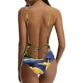 thumbnail image 3 of Deals UTSJKR Backless One Piece Swimwear Tropical Print Women Criss Cross Plunge V Neck Swimsuit Spaghetti Strap Slimming Bathing Suit Multicolor XXXXXL, 3 of 3